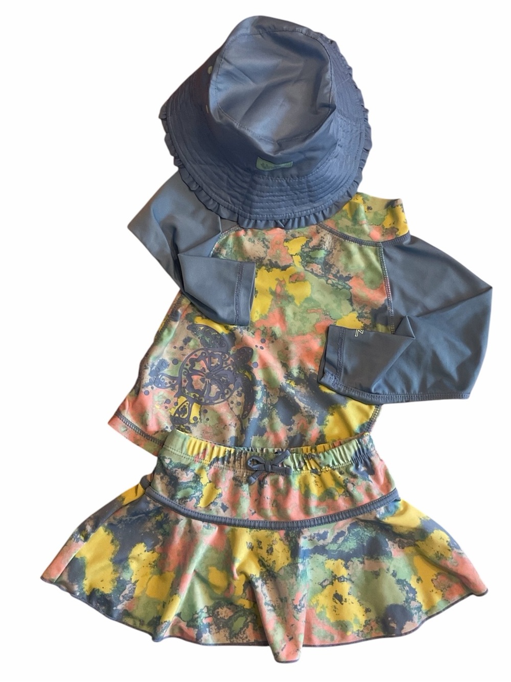 UV Skinz Girls' Long Sleeve Rashguard Set with Skort and reversible bucket hat